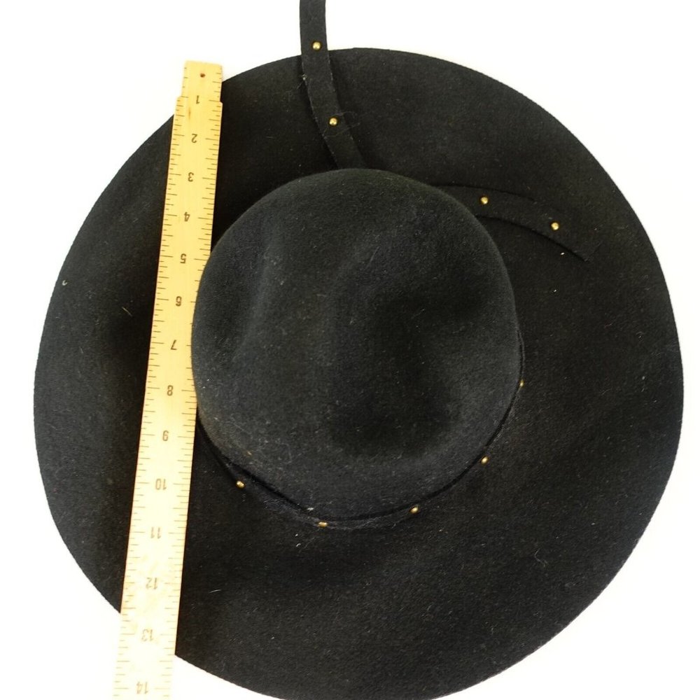 ACOTE Women's 100% Wool Black Fedora Hat OS Classic Ribbon Band Wide Brim Boho - Picture 9 of 10